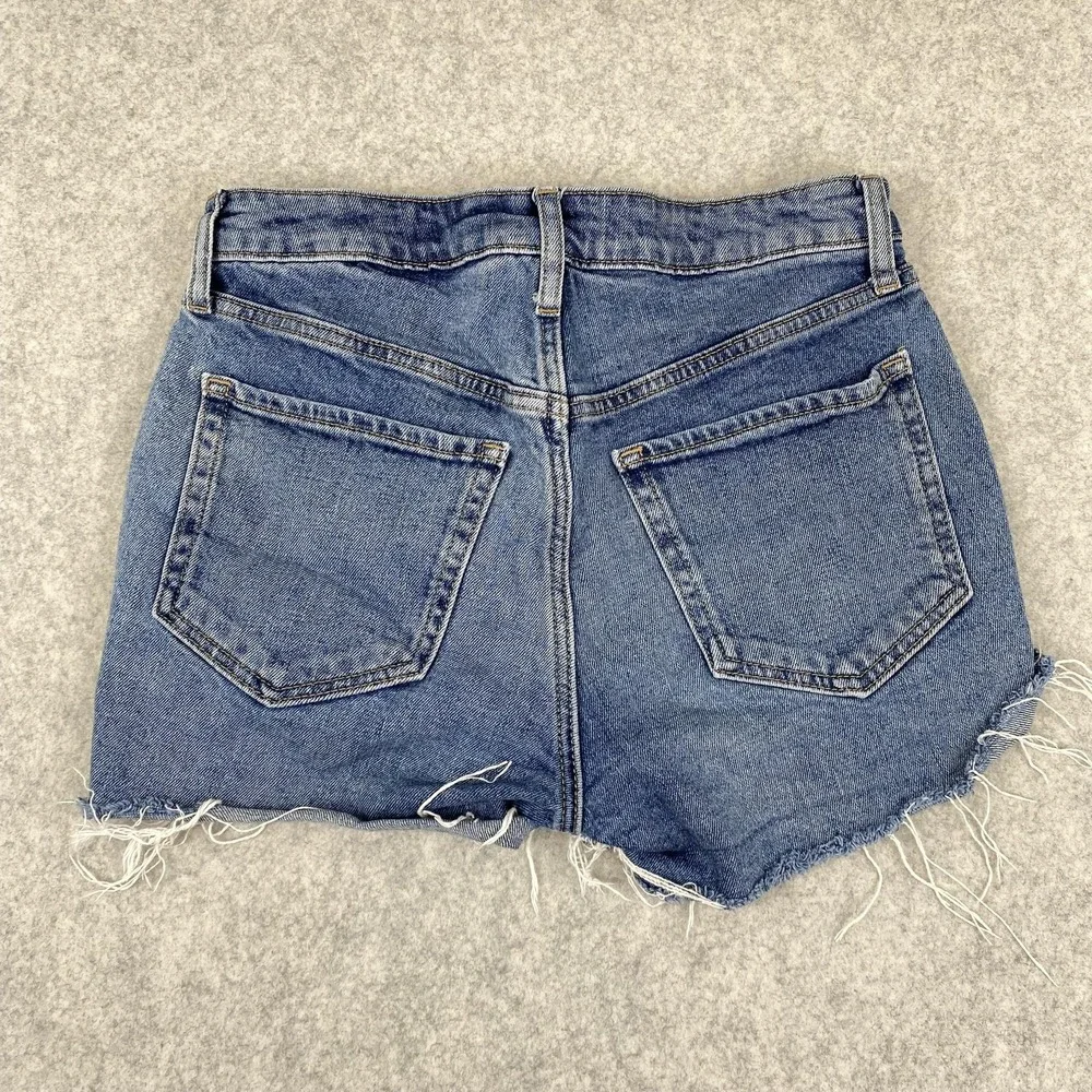 Old Navy O.G. Short Hi-Rise Shorts Womens 4 (28x2) Blue Denim Cutoff Frayed Hem